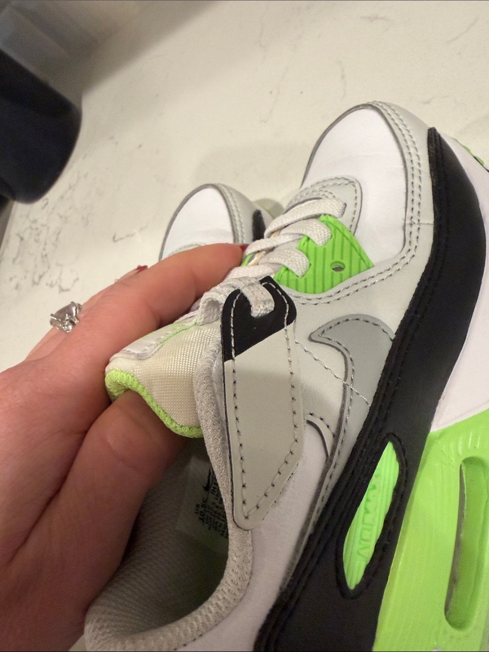 Nike Kids White, Black & Lime Green Air Max Style Sneakers - Picture 7 of 7